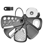 Multi-tool with various attachments on a white background