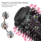 Black hair dryer brush with negative ions technology on a white background