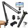 Set of camera and phone mounting accessories on a white background