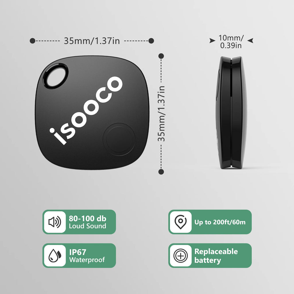 1/2/3/4pcs isooco Mini Car Locator Anti-lost Wallet Keychain Smart Tag Bluetooth Tracker Key Item Finder Use Find My (IOS Only)