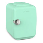 Mint green mini refrigerator with 'CROWNFUL' branding on a white background