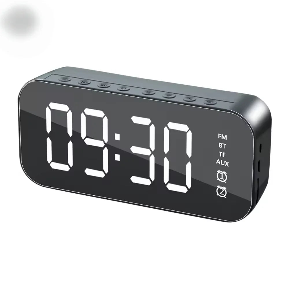 LED Mirror Screen Alarm Clock 5.0 Speaker Hand-free Call Watch Table Digital Clock Portable Wireless Bluetooth Table Decor