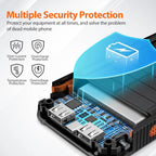 Electronic device with circuitry and protective features highlighted, emphasizing multiple security protection.