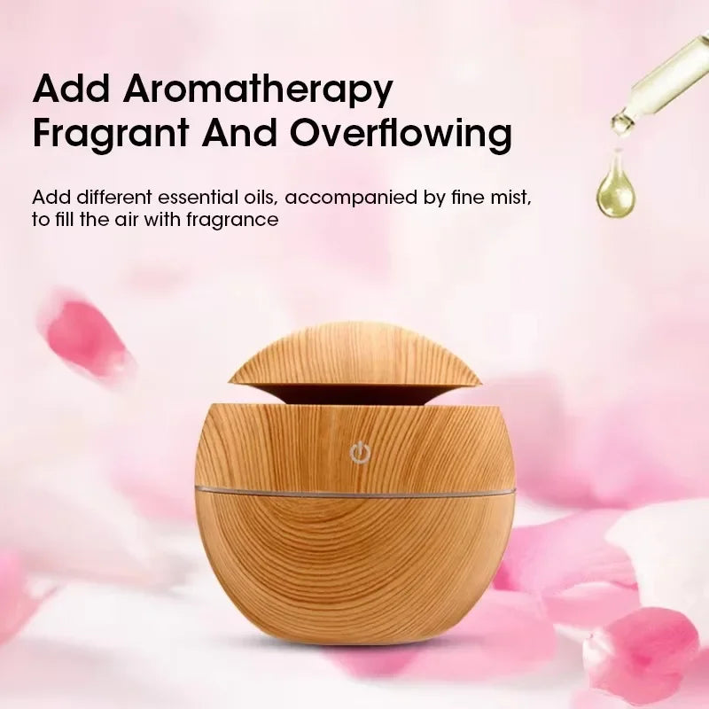 Wood Grain Air Humidifier Mini Electric Humidifier Usb Cool Mist Sprayer Aromatherapy Essential Oil Diffuser Bedroom Desktop