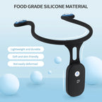 Black silicone arm support with food grade material on a light blue background