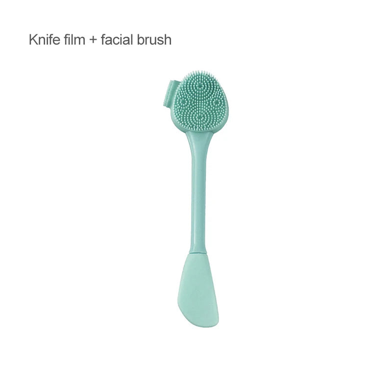 2 in 1 Silicone Facial Cleansing Brush Face Cleansing Instrument Mud Mask Remover Brush Facial Mask Scraper Makeup Remover Brush