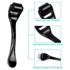 Black silicone roller with features highlighted on a white background