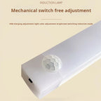 Induction lamp with mechanical switch free adjustment feature on a beige background