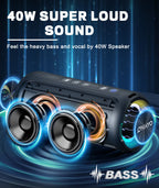 40W speaker with glowing components on a dark background