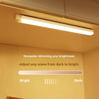 Light fixture with dimming control interface on a yellow background