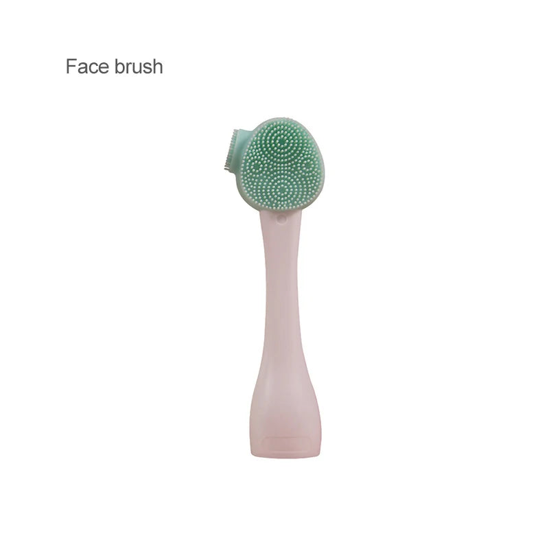 2 in 1 Silicone Facial Cleansing Brush Face Cleansing Instrument Mud Mask Remover Brush Facial Mask Scraper Makeup Remover Brush