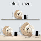 Wooden wall clock with measurements on a white background