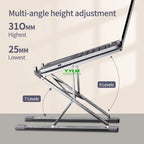 Laptop stand with adjustable height on a neutral background, featuring the brand 'YYLM'.