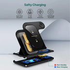 Wireless charger with safety features on a gray background