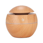 Wooden-textured diffuser with power symbol on a white background