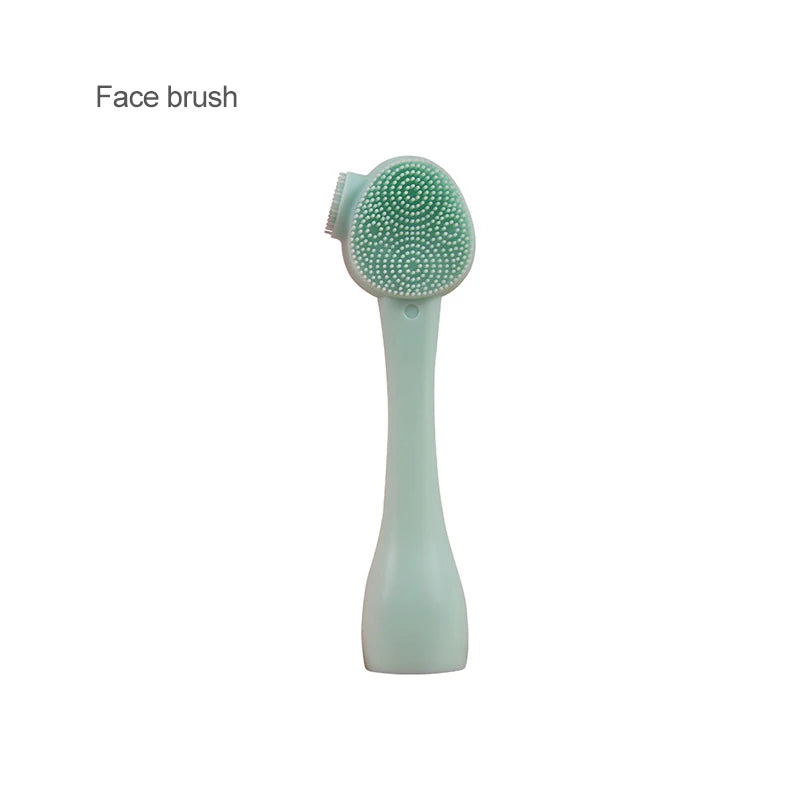 2 in 1 Silicone Facial Cleansing Brush Face Cleansing Instrument Mud Mask Remover Brush Facial Mask Scraper Makeup Remover Brush