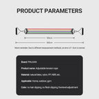 Product parameters of an adjustable tension rope with dimensions and brand information.