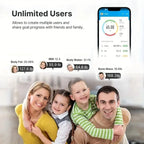 Family with children using a health monitoring app on a smartphone
